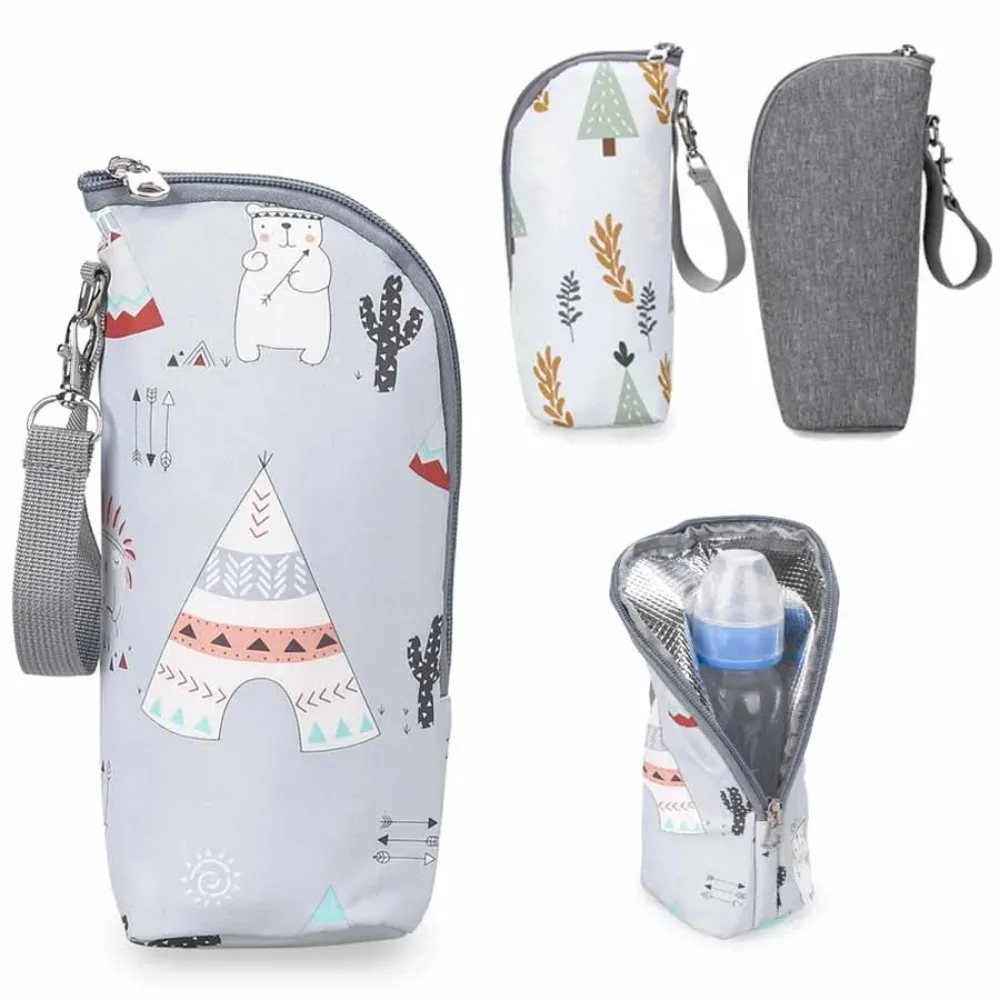Baby Food Warmer - กระเป๋าอุ่นขวดนมแบบพกพา สำหรับเด็กทารก ฉนวนกันความร้อนอะลูมิเนียมฟอยล์ กระเป๋าแขวนรถเข็นเด็ก สำหรับเก็บแก้ว