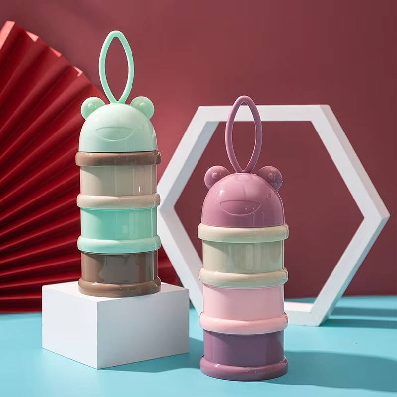 Snack Container Travel - กล่องนมผงสี กล่องนมผงแบบพกพาสะดวก กล่องใส่อาหารเด็ก 3 ชั้น กล่องใส่อาหารสำหรับเดินทาง