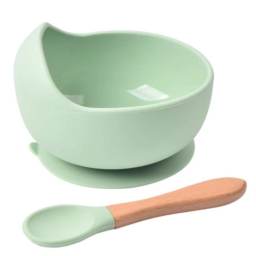 Baby Food Diet - จานชามอาหารซิลิโคนกันหกสำหรับเด็กช้อนรับประทานอาหารเย็นช้อนรับประทานอาหารซิลิโคนเกรดอาหารสำหรับเด็ก