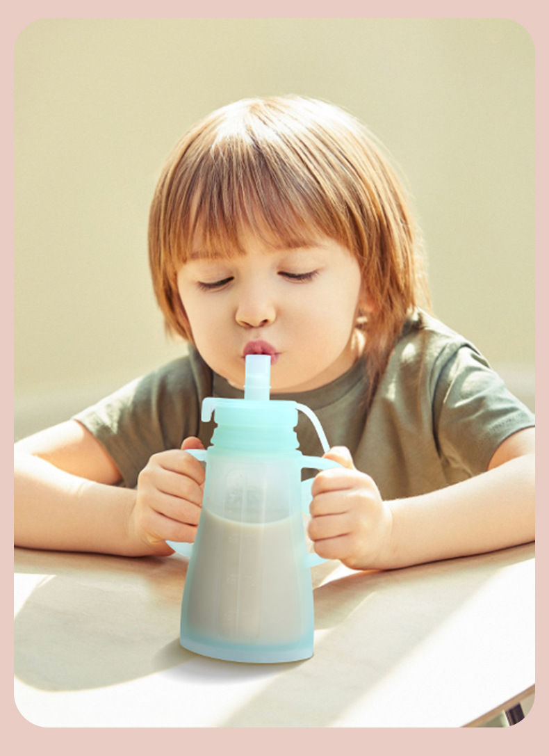 Baby Food Diet - ถุงเก็บน้ำนมซิลิโคนแบบใช้ซ้ำได้ ป้องกันการรั่วซึม ใช้สำหรับเก็บน้ำผลไม้ ปลอดสาร BPA สำหรับขวดเก็บอาหารเด็ก