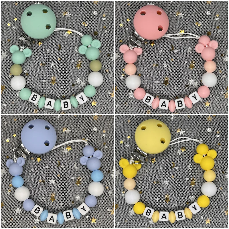 Baby Food Name - คลิปหนีบจุกนมหลอกเด็ก พร้อมสลักชื่อ สายคล้องจุกนมหลอกสำหรับเด็กแรกเกิด ของเล่นกัดสำหรับเด็กทารก