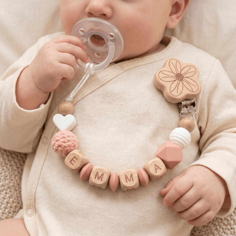 Baby Food Name - คลิปหนีบจุกนมหลอกเด็กแบบปรับแต่งได้ ปี 2026 พร้อมชื่อสั่งทำ สายคล้องจุกนมหลอกไม้ ที่ยึดจุกนมซิลิโคน