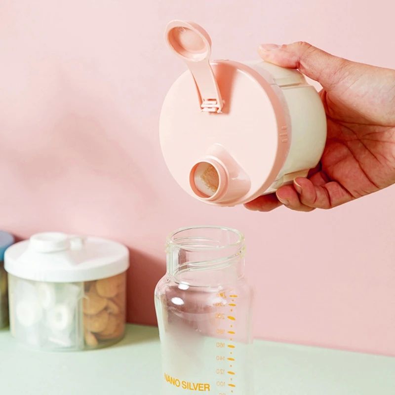 Baby Food Recipes - กล่องเก็บอาหารเด็กแบบพกพา ใช้ซ้ำได้ ถ้วยใส่ขนม 4 ช่อง กล่องแบ่งนมผงสำหรับทารกแรกเกิด