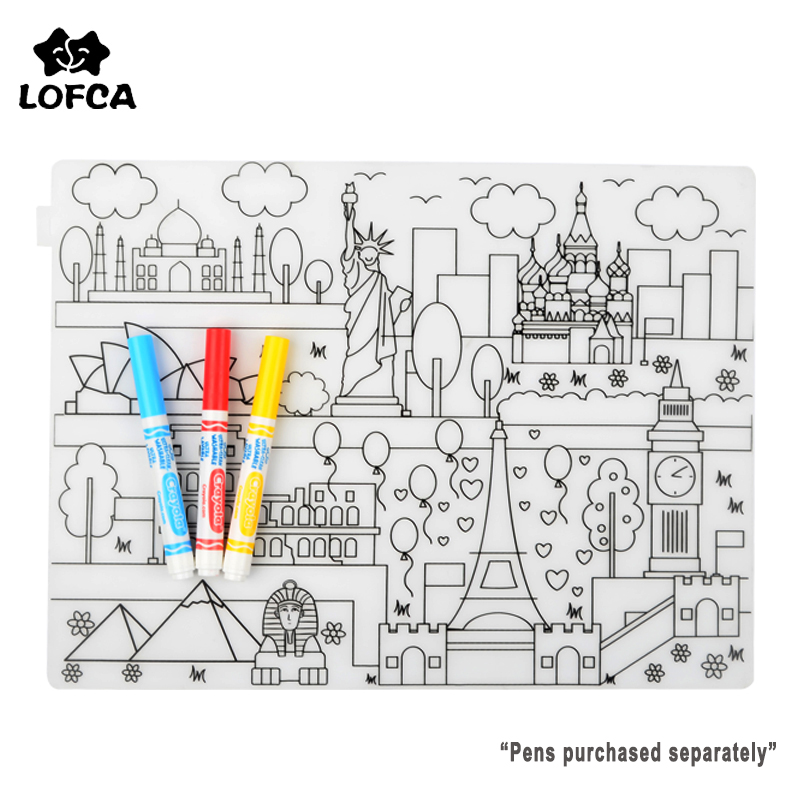 Baby Food Universe - ซิลิโคนเด็ก Placemat 1Pc เด็กอาหารเย็นซิลิโคนแผ่นรองจานกันน้ำให้อาหารเด็กทารกแผ่น Reusable ระบายสี