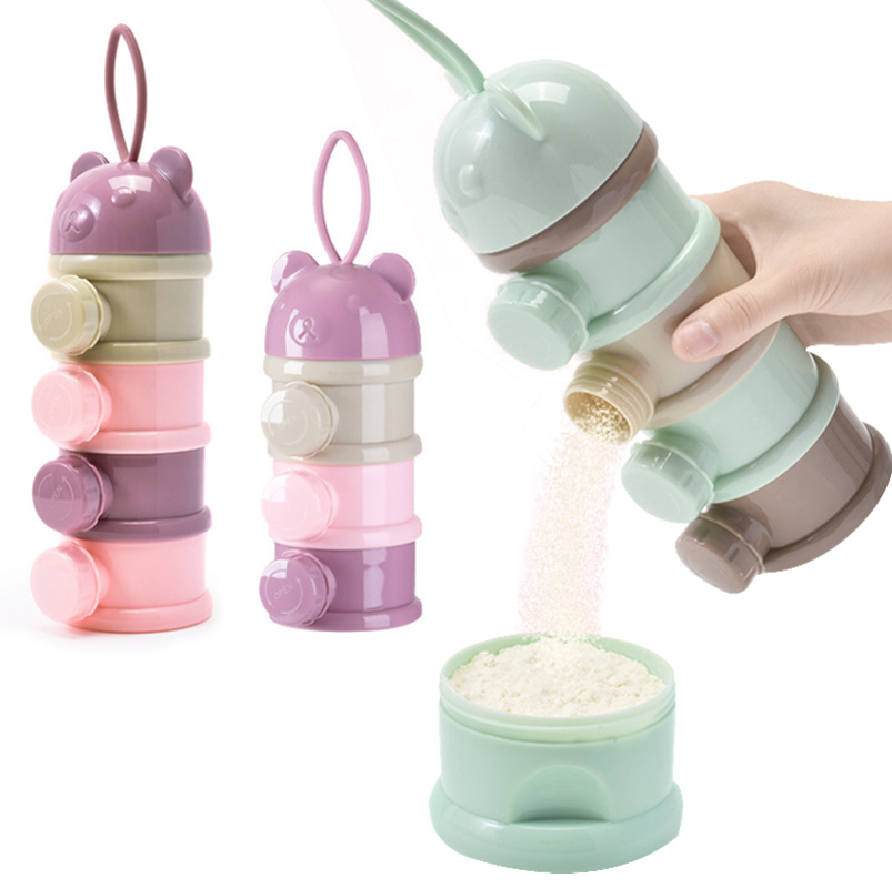 Baby Food Universe - เก็บสาม/สี่ชั้นภาชนะบรรจุอาหารแบบพกพาผงนมผงกล่องเครื่องจ่ายทนต่อการรั่วไหลเหมาะสําหรับ 1 ถึง 6 ปี