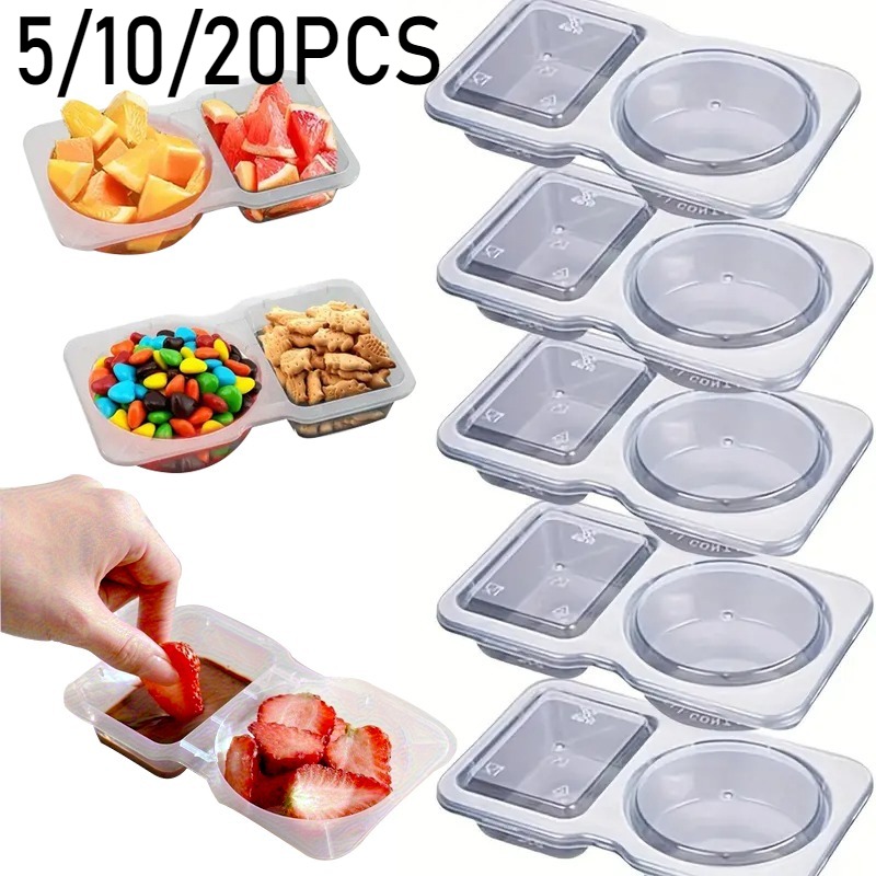 5/10/20PCS ภาชนะปรุงรสสองช่องพ - Snack Container Travel บทวิจารณ์และราคา