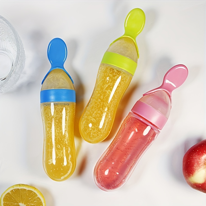 ขวดนมซิลิโคนพร้อมช้อนสำหรับเด็ - Baby Food Diet บทวิจารณ์และราคา