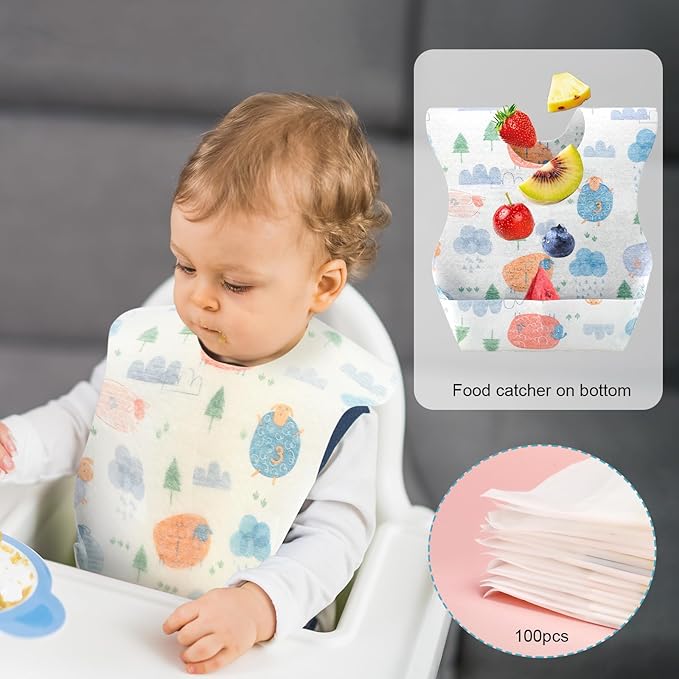 100 ชิ้นทิ้งผ้ากันเปื้อนเด็กแต - Baby Food Diet บทวิจารณ์และราคา